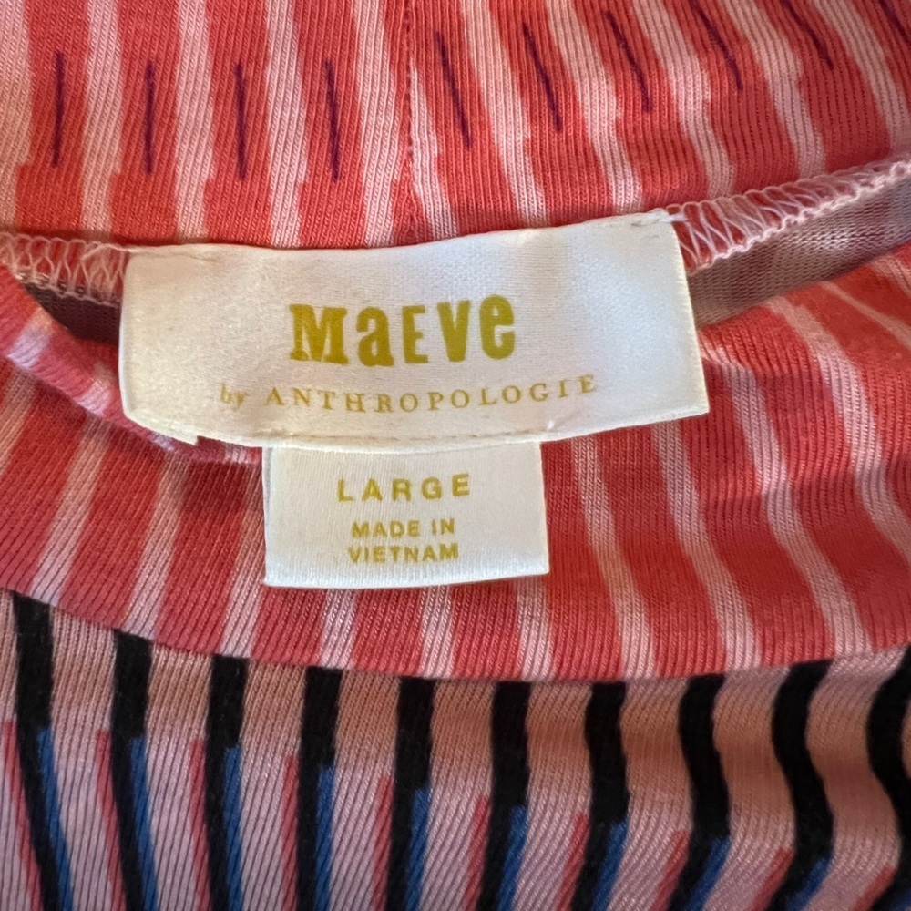 Anthropologie (Maeve Cleary)Multicolor Striped Midi Dress size large - Picture 8 of 8